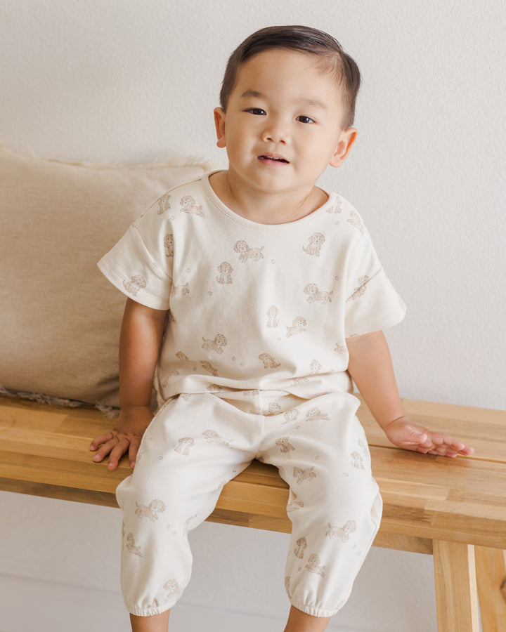 Quincy Mae Jersey Tee + Pant Set - Puppies