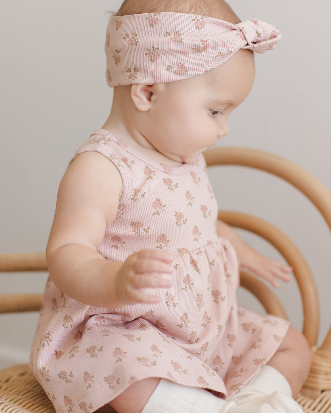 Quincy Mae Ribbed Knotted Headband - Roses