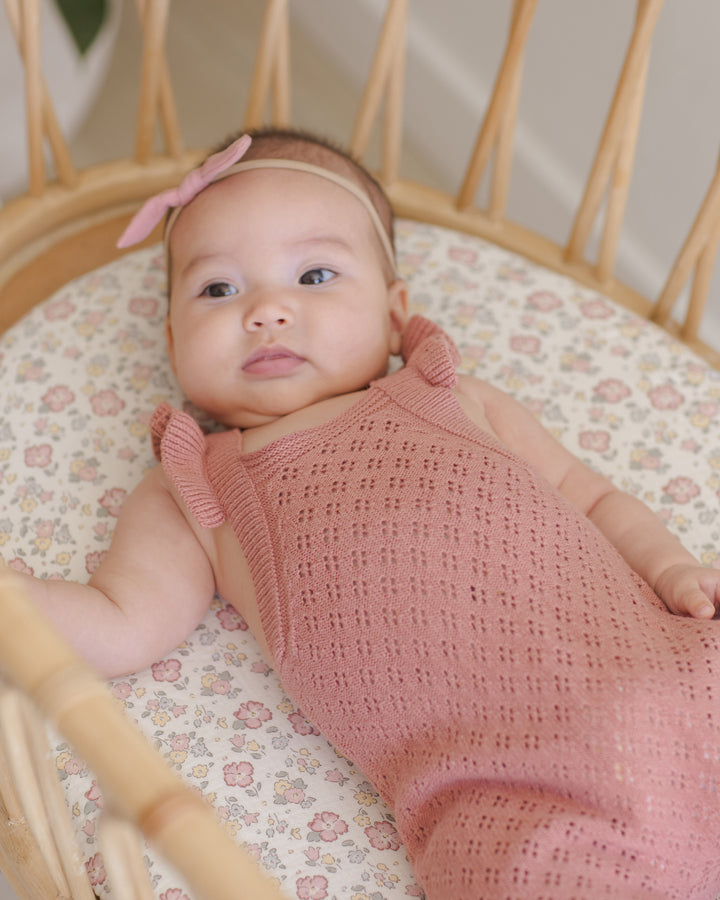 Quincy Mae Pointelle Knit Overalls - Lipstick