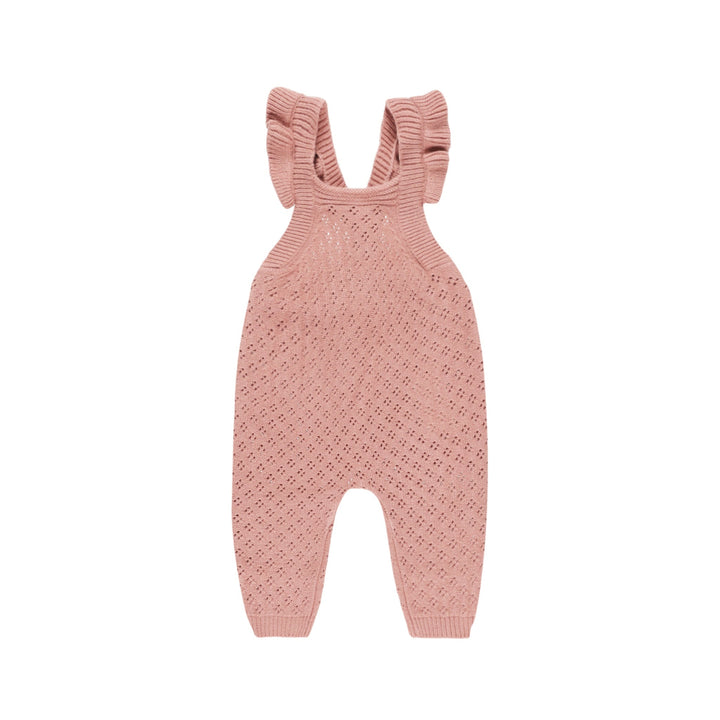 Quincy Mae Pointelle Knit Overalls - Lipstick