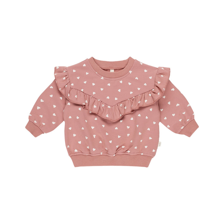 Quincy Mae Ruffle Sweatshirt - Lipstick