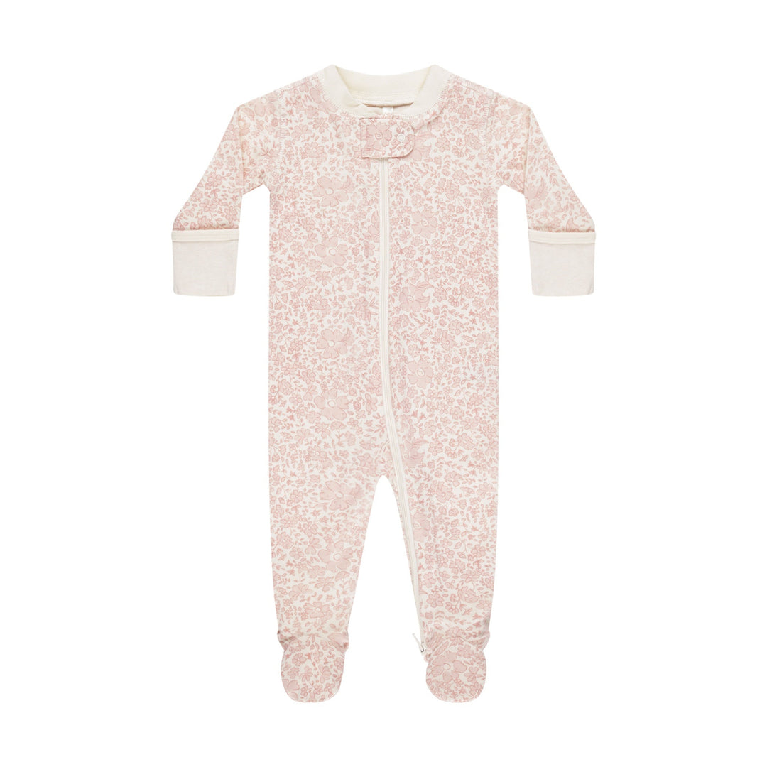 Quincy Mae Zip Long Sleeve Sleeper Footie - Pink Blossom