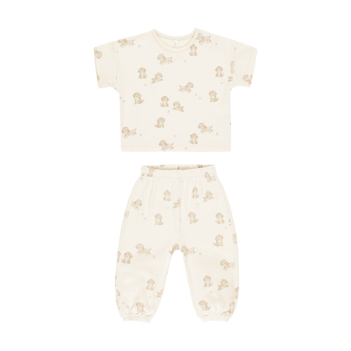 Quincy Mae Jersey Tee + Pant Set - Puppies