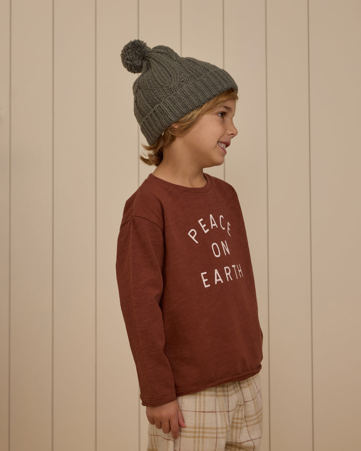 Rylee + Cru Raw Edge Long Sleeve Tee - Peace On Earth