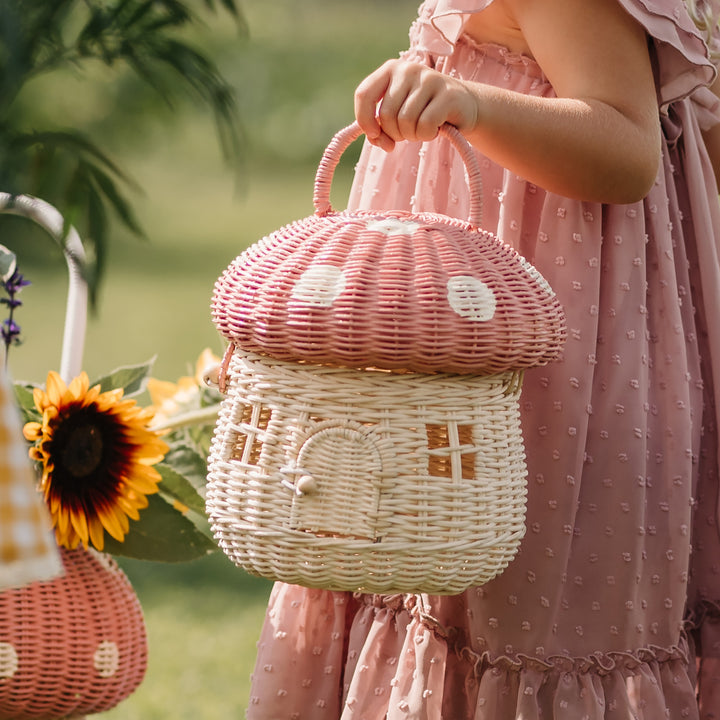 Olli Ella Rattan Mushroom Basket - Musk