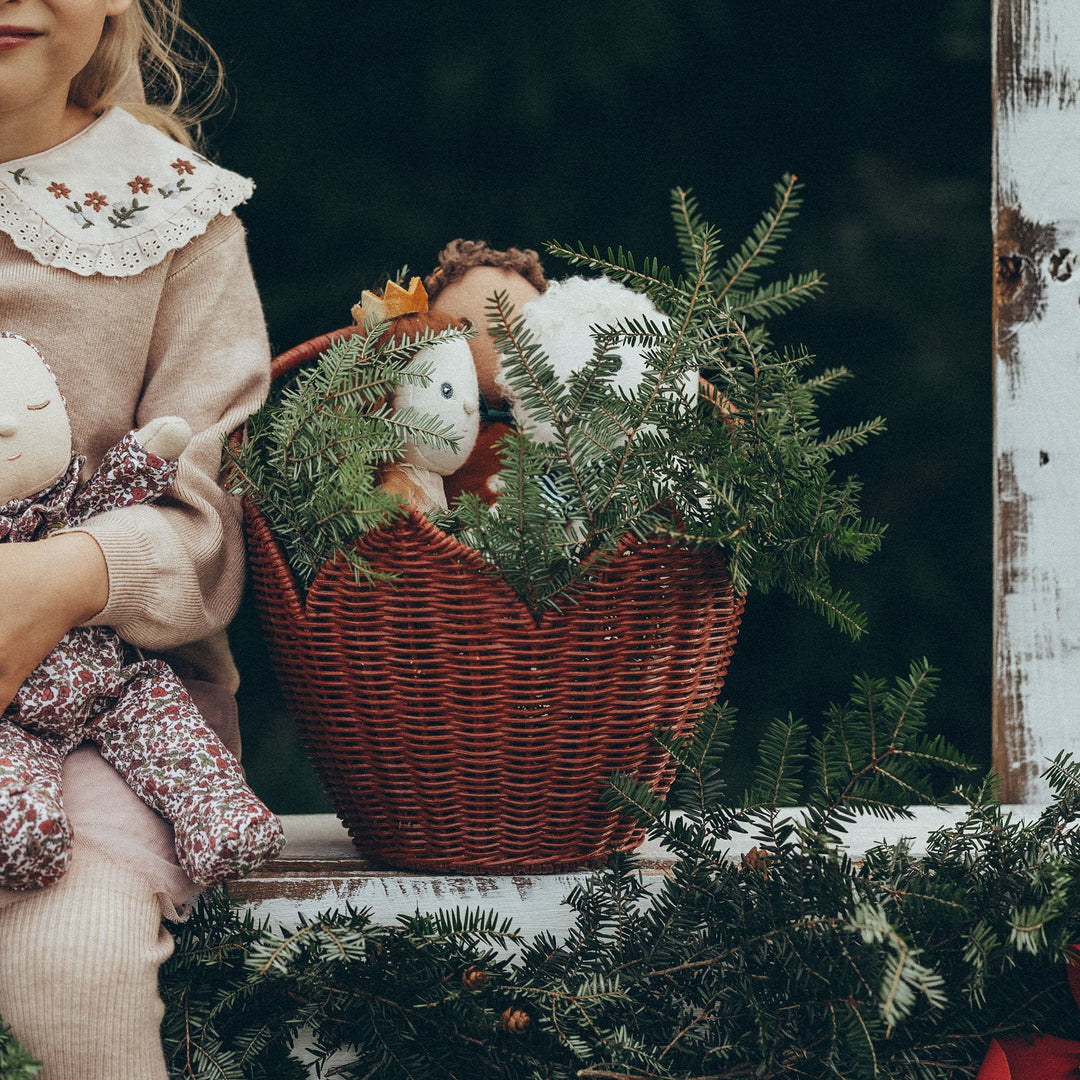 Olli Ella Poinsettia Basket - Red