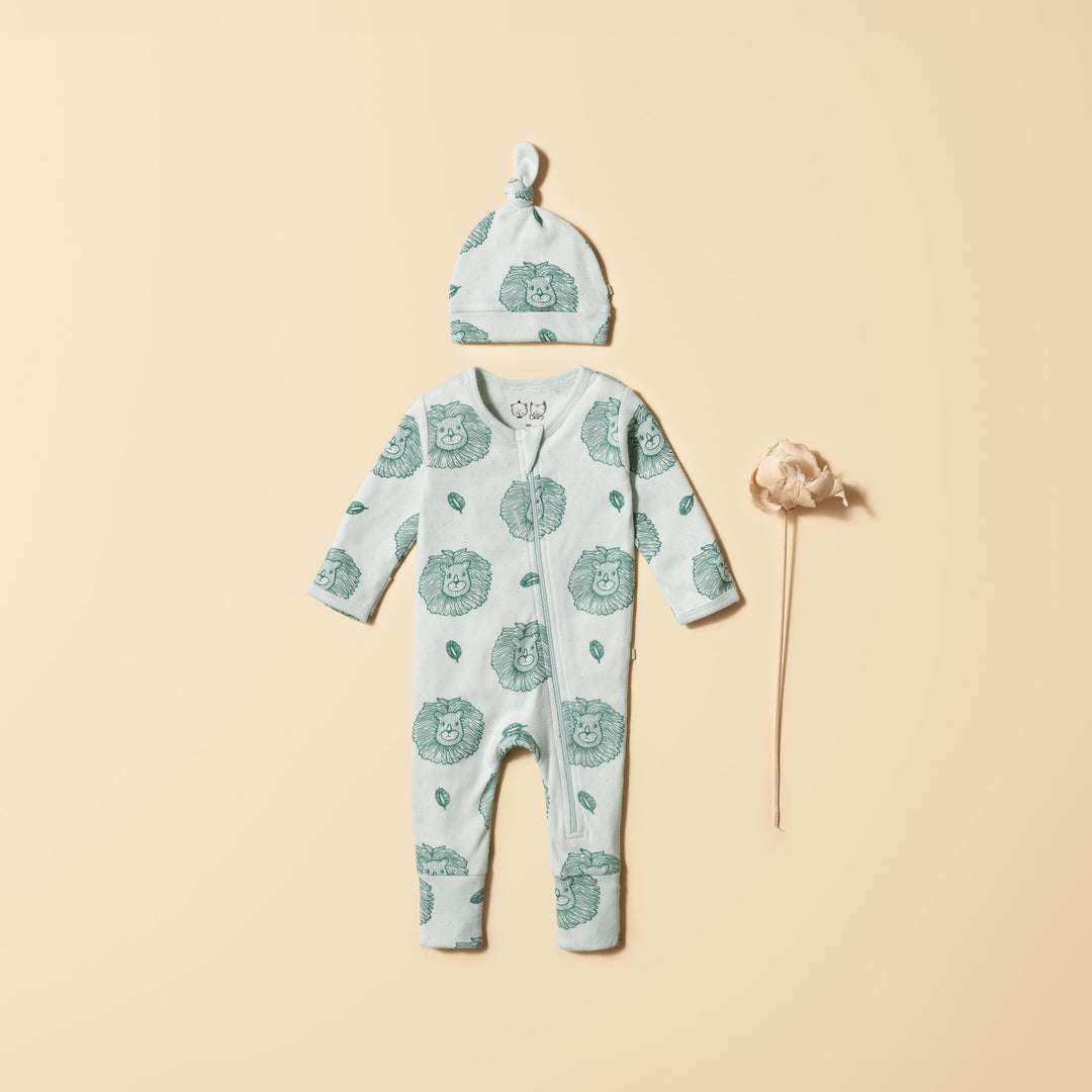 Wilson and Frenchy Little Lion Organic Pointelle Zipsuit with Feet