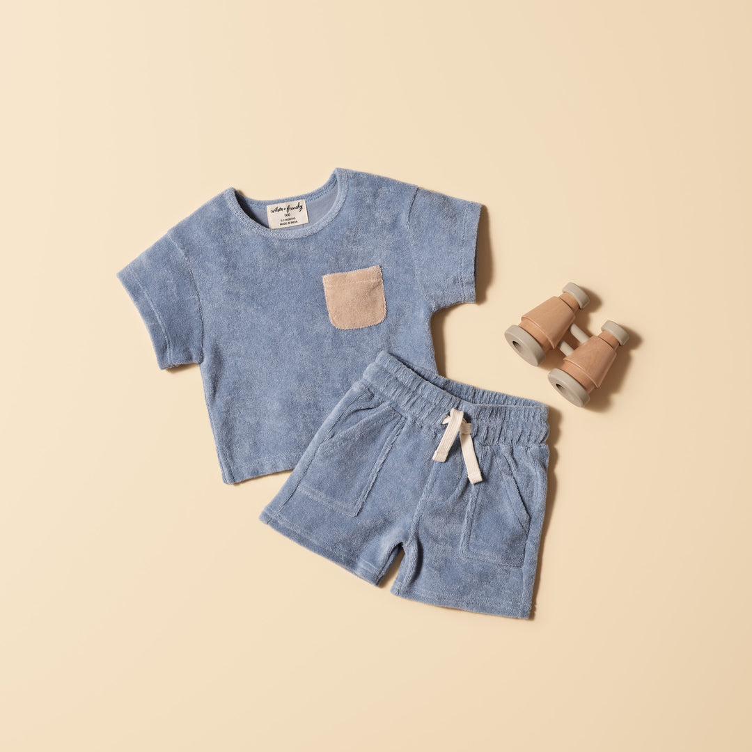 Wilson and Frenchy Dusty Blue Organic Terry Short