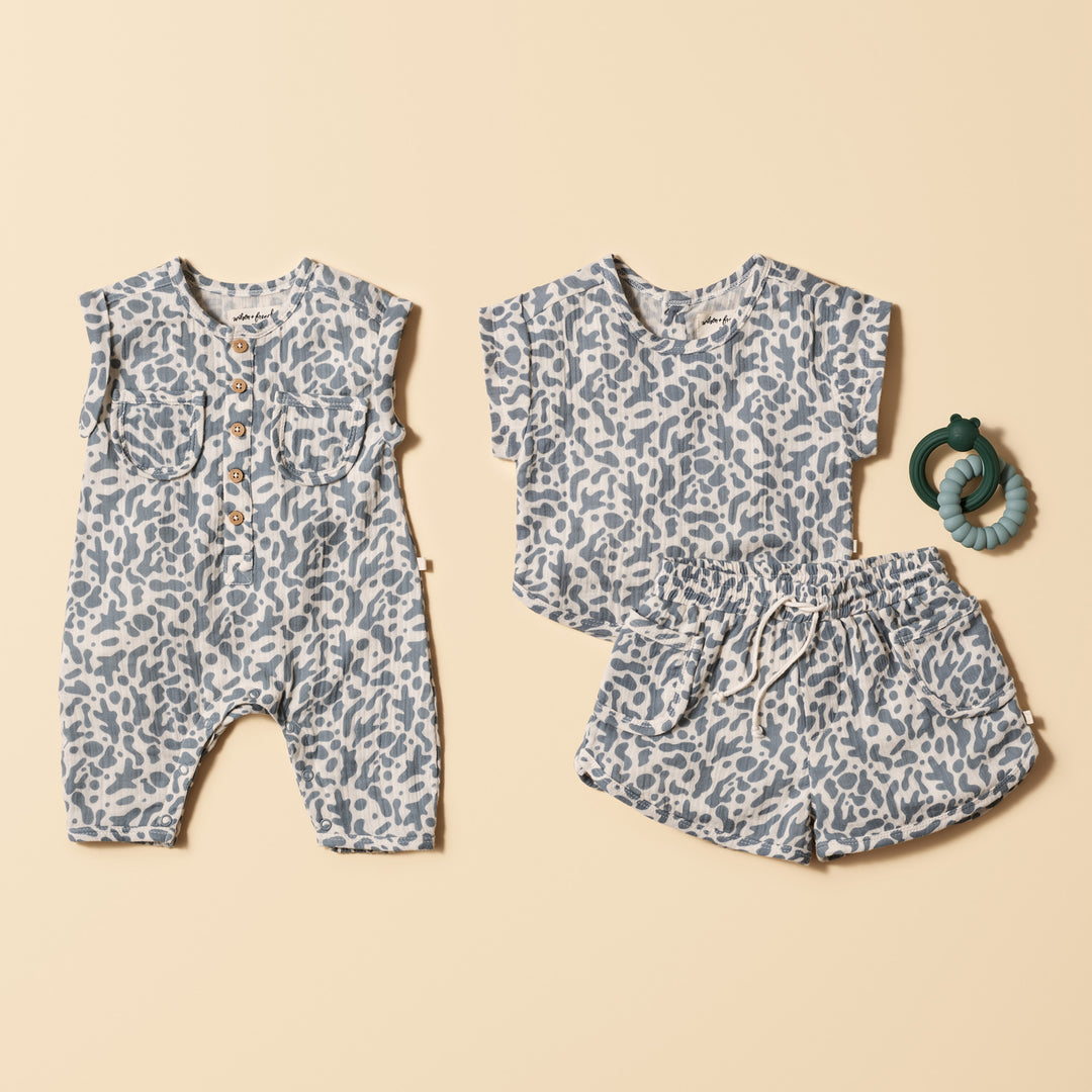 Wilson and Frenchy Blue Coral Organic Crinkle Growsuit