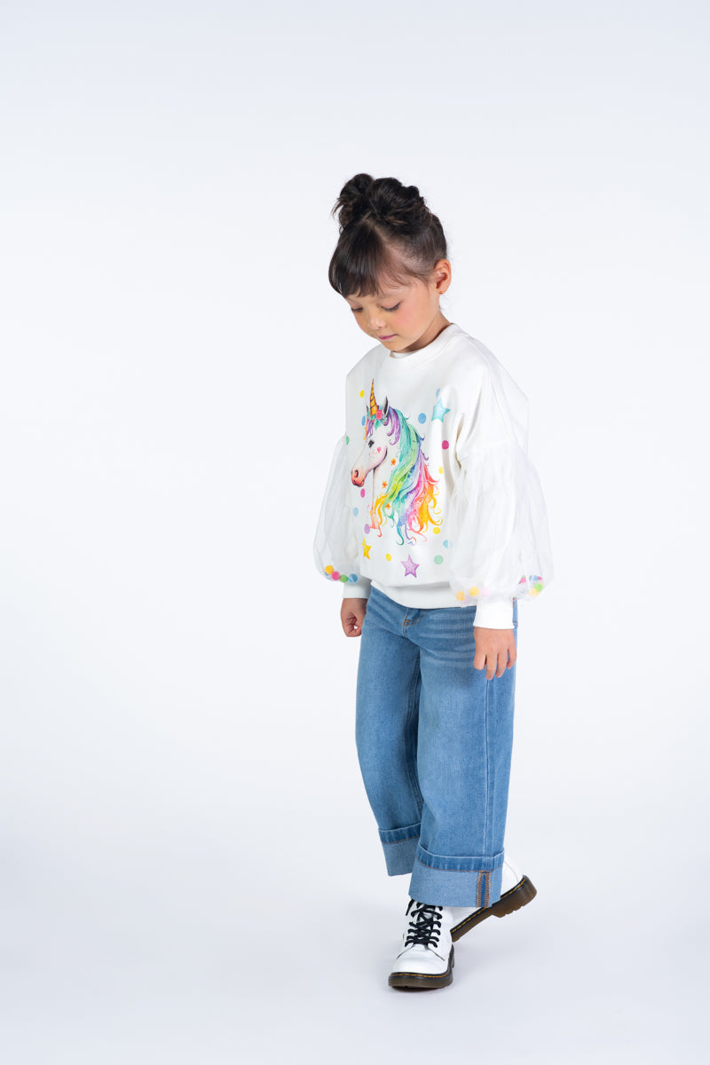 Rock Your Baby Tulle Sleeve Sweatshirt - Unicorn