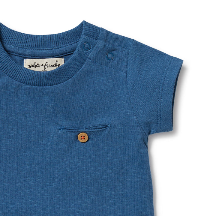 Wilson and Frenchy Dark Blue Organic Pocket Tee