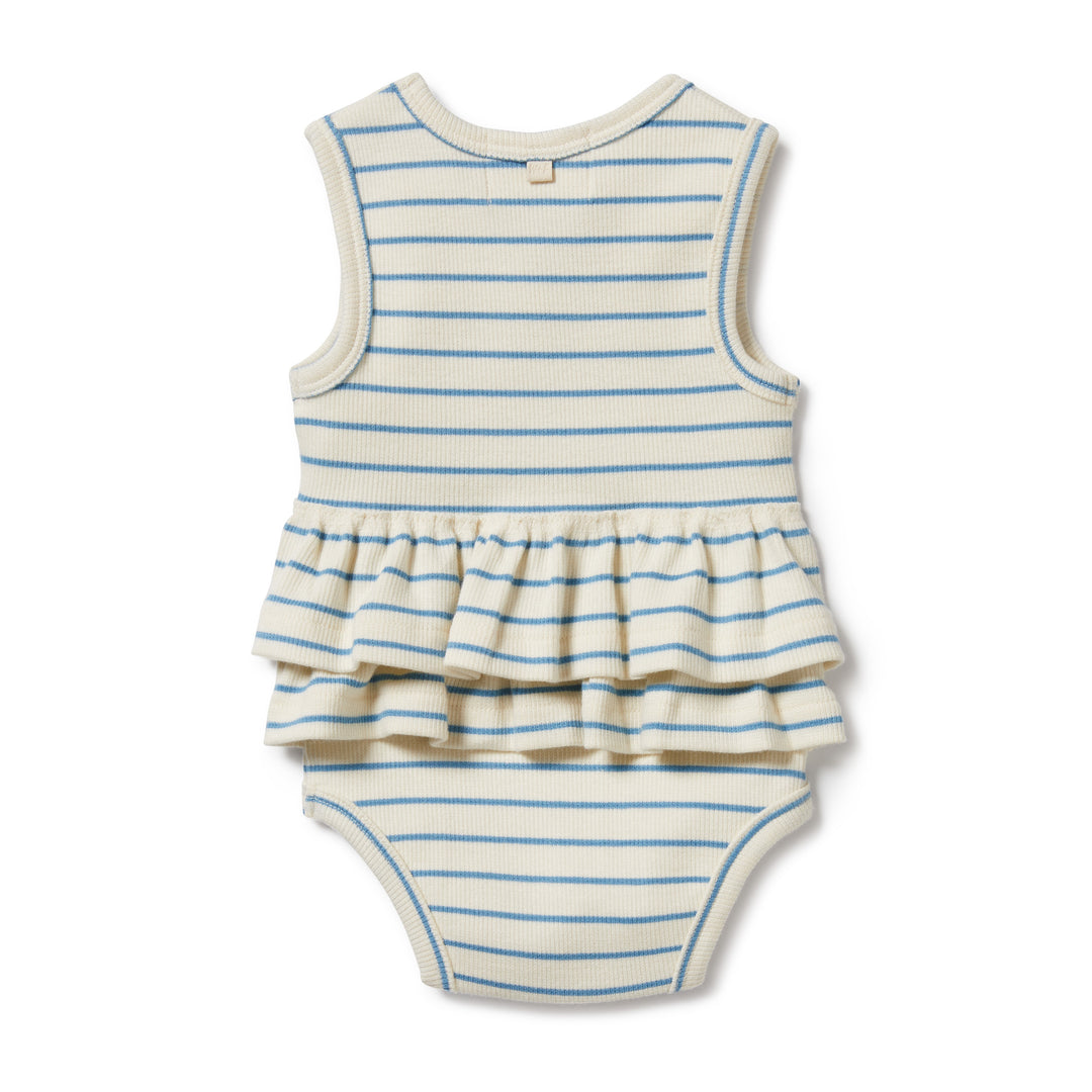 Wilson and Frenchy Petit Blue Organic Ruffle Bodysuit