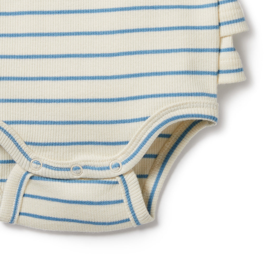 Wilson and Frenchy Petit Blue Organic Ruffle Bodysuit