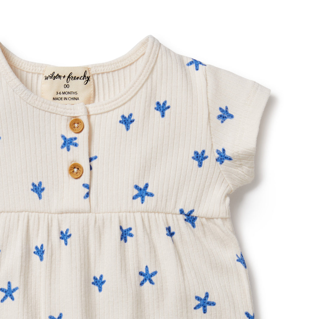 Wilson and Frenchy Little Starfish Organic Rib Playsuit