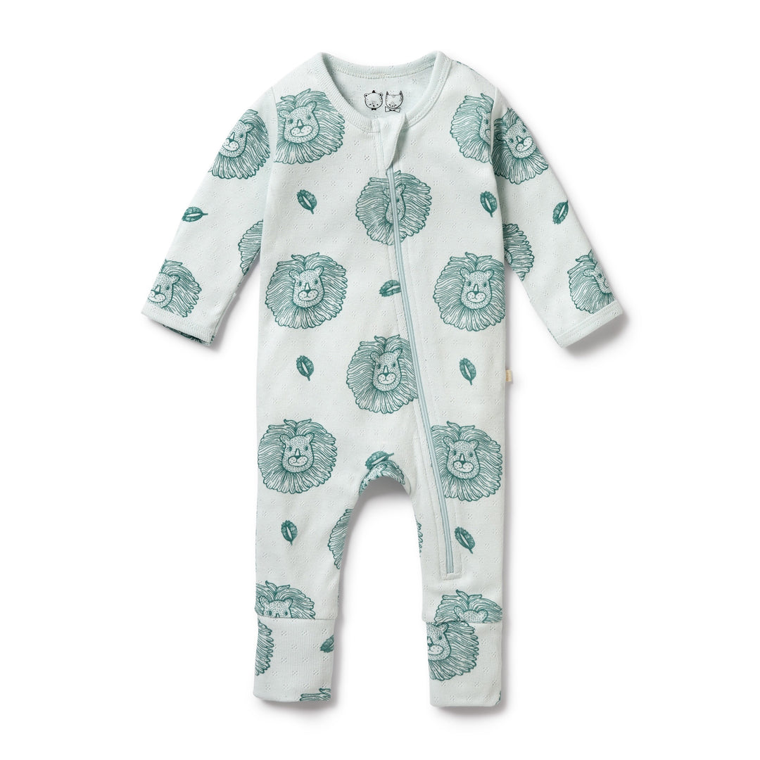 Wilson and Frenchy Little Lion Organic Pointelle Zipsuit with Feet