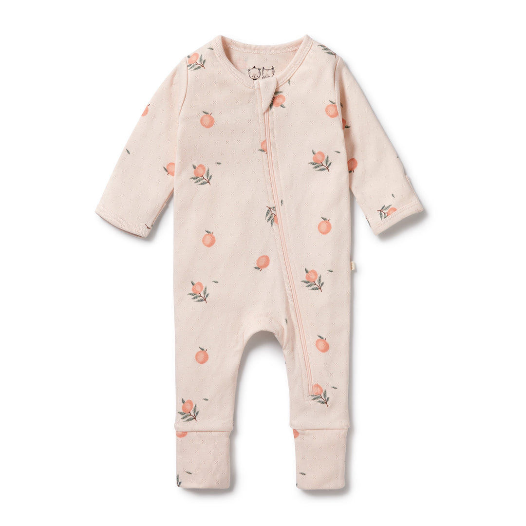 Wilson and Frenchy Peaches Organic Pointelle Zipsuit with Feet