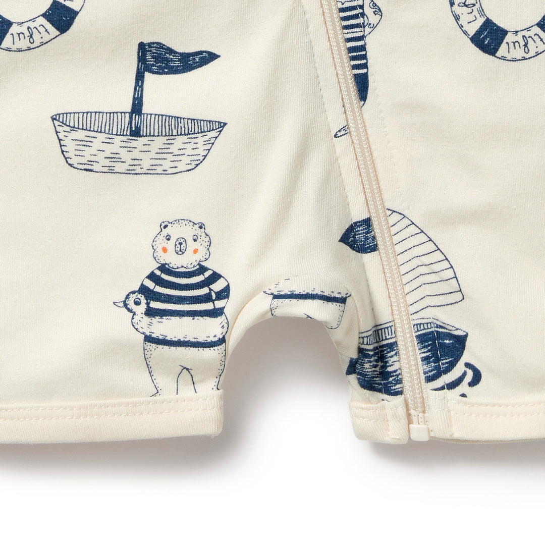 Wilson and Frenchy Nautical Bear Organic Boyleg Zipsuit