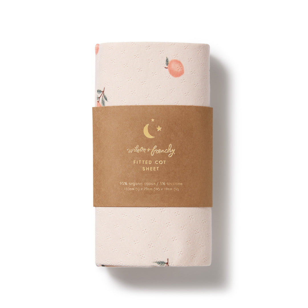 Wilson and Frenchy Peaches Organic Pointelle Cot Sheet