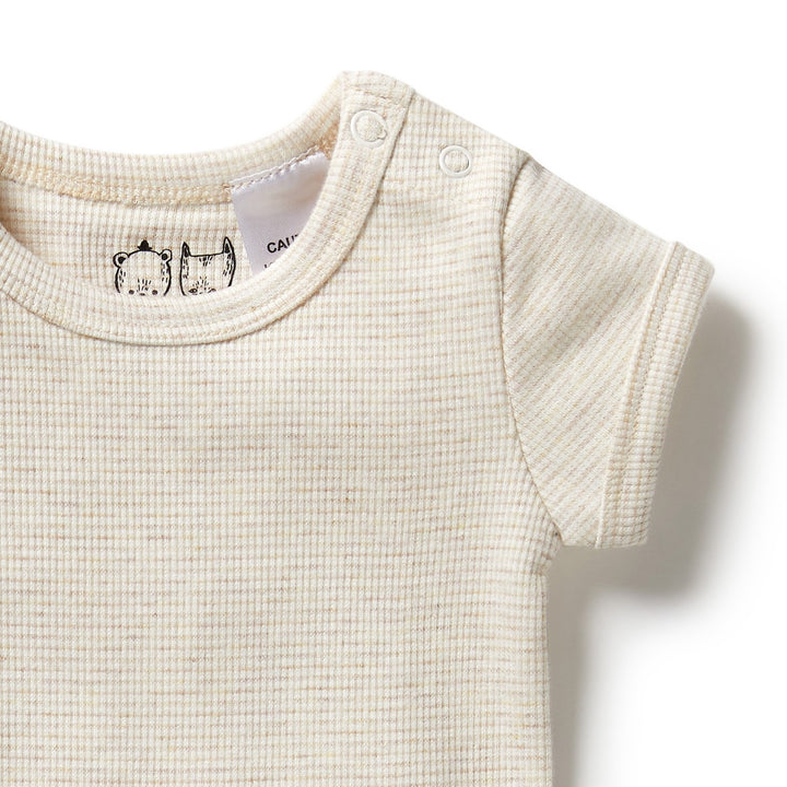 Wilson and Frenchy Organic Stripe Rib Bodysuit - Oatmeal