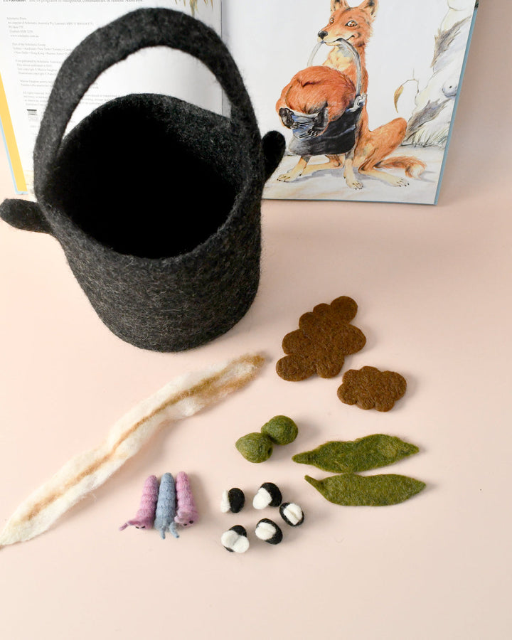 Tara Treasures Felt Wombat Stew - Billy Can and Small Parts Play Set