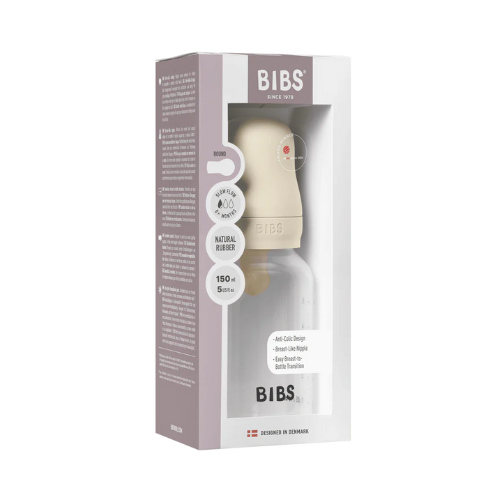 BIBS Baby Bottle Complete Set 150ml Latex -Ivory