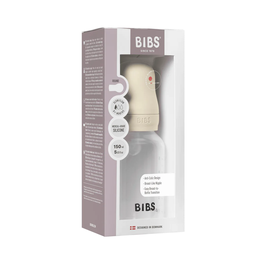 BIBS Baby Bottle Complete Set 150ml Silicone -Ivory