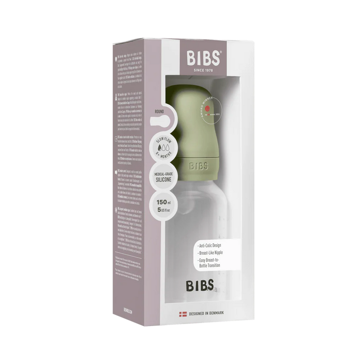 BIBS Baby Bottle Complete Set 150ml Silicone -Sage