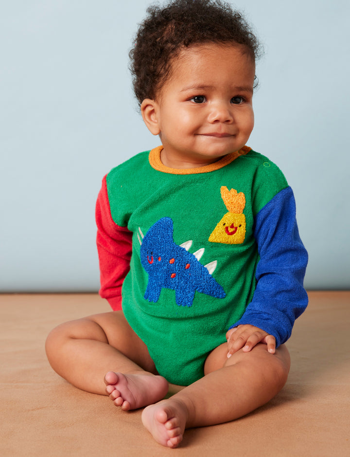 Halcyon Nights Terry Long Sleeve Bodysuit - Dino Days