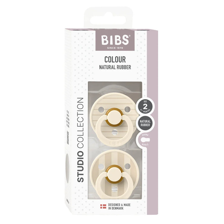 BIBS Studio Colour Pacifier 2 Pack  - Pin Ivory Vanilla Mix