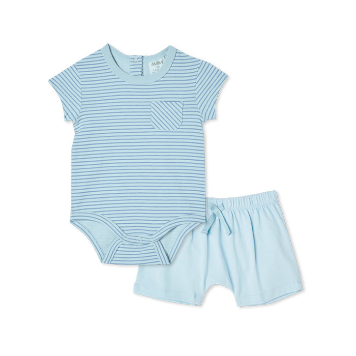 Milky Baby Blue Stripe Set