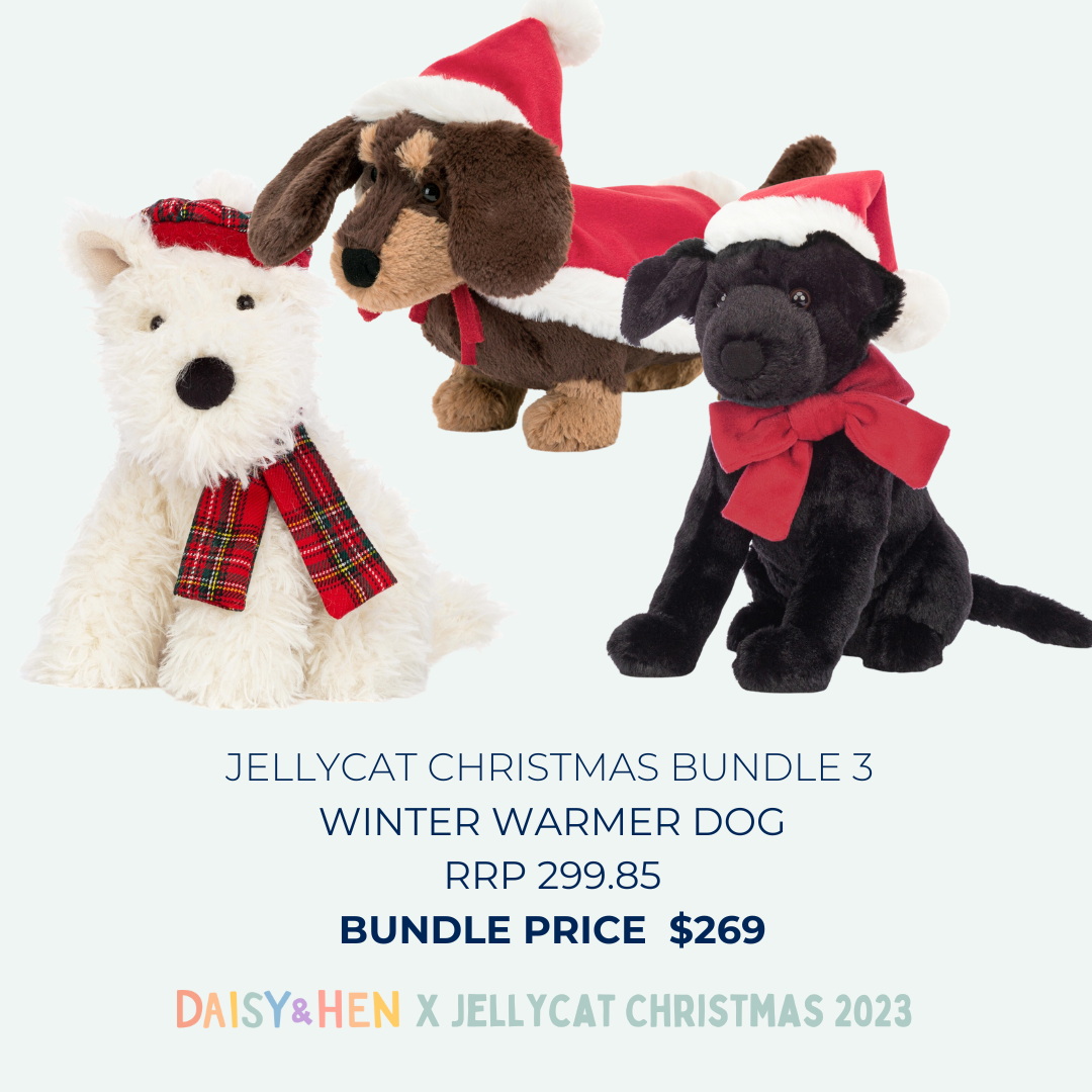 JELLYCAT Christmas Winter Warmer Dog Bundle