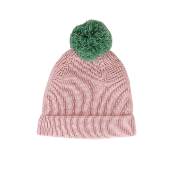 Acorn Oslo Merino Ribbed Beanie - Pink & Green