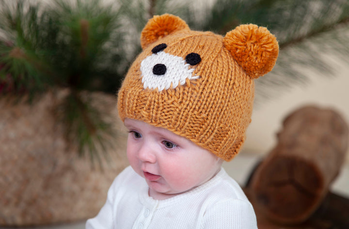 Acorn Bear Face Beanie - Caramel