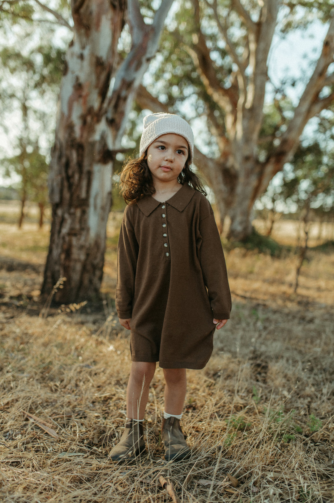 Grown Organic Collar Dress - Espresso