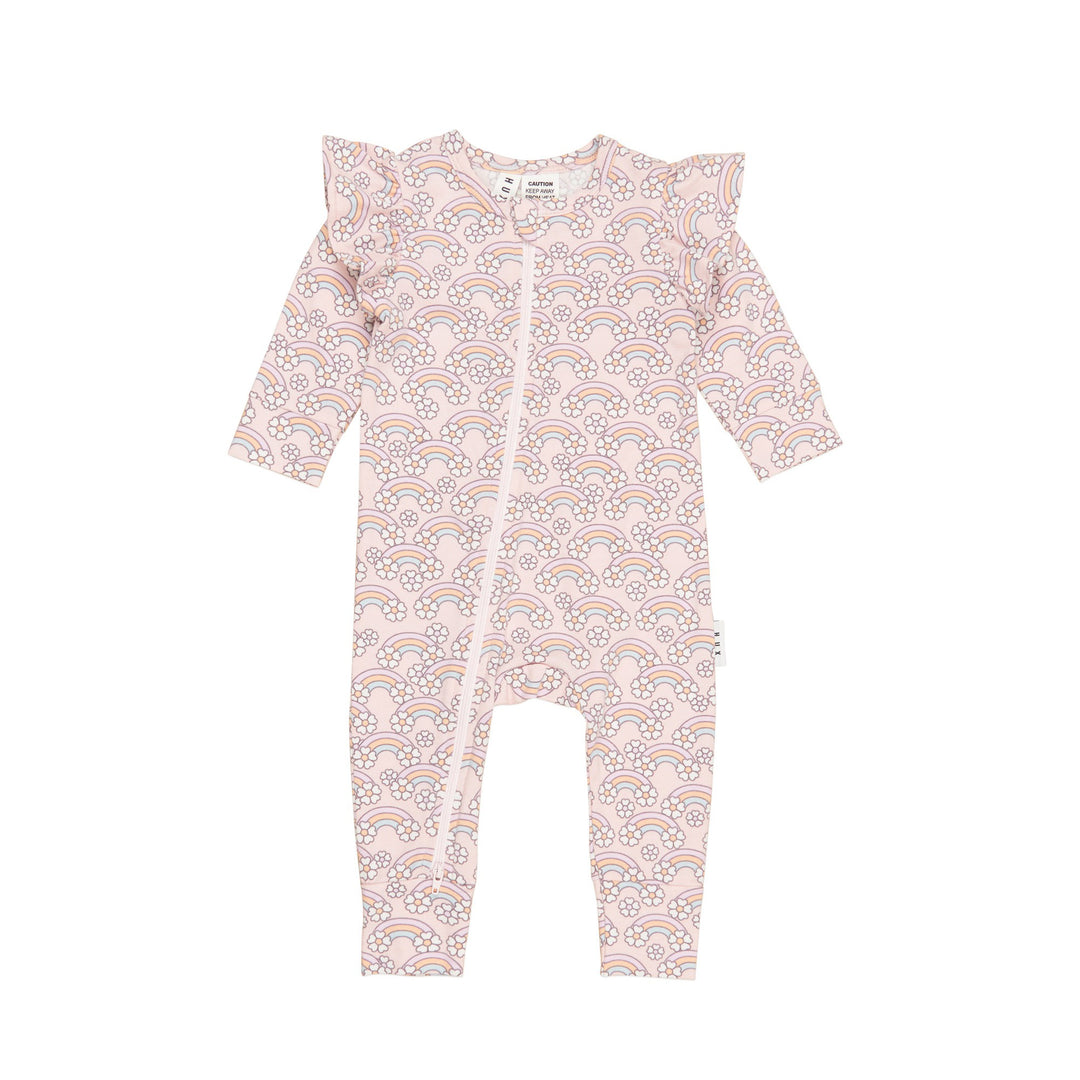 Huxbaby Flowerbow Frill Romper - Pink Pearl