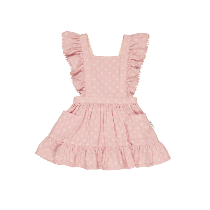 Huxbaby Daisy Reversible Bib Dress - Dusty Rose + Sunkiss