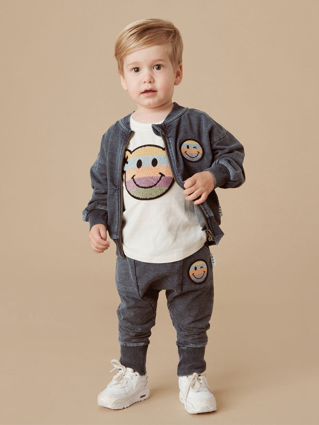 Huxbaby Rainbow Smiley Pocket Drop Crotch Pant - Denim