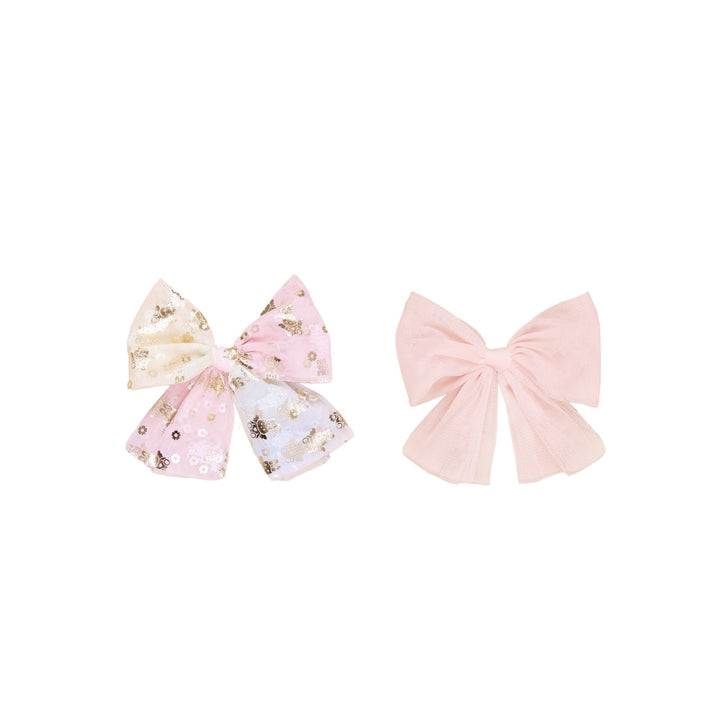 Huxbaby Fairy Bunny Tulle 2pk Hair Bow - Rosebud + Multi