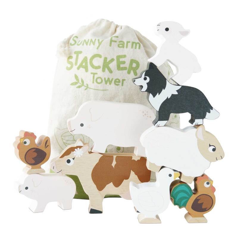 Petilou Farm Stacking Animals and Bag