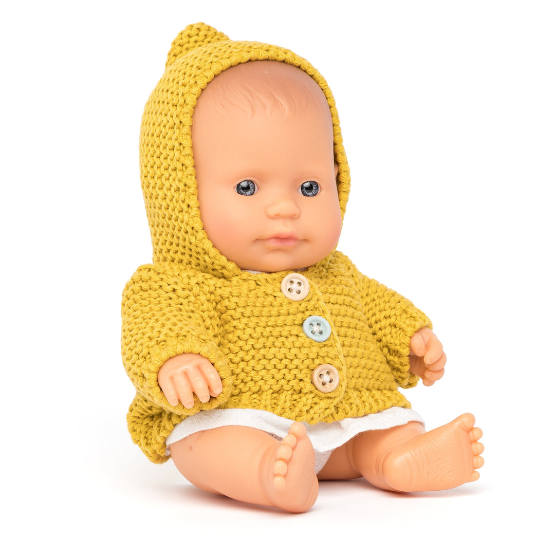 Miniland Dressed Up Caucasian Baby Doll Girl 21 cm