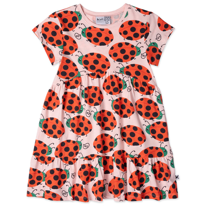 Minti Friendly Ladybirds Dress - Pink Marle