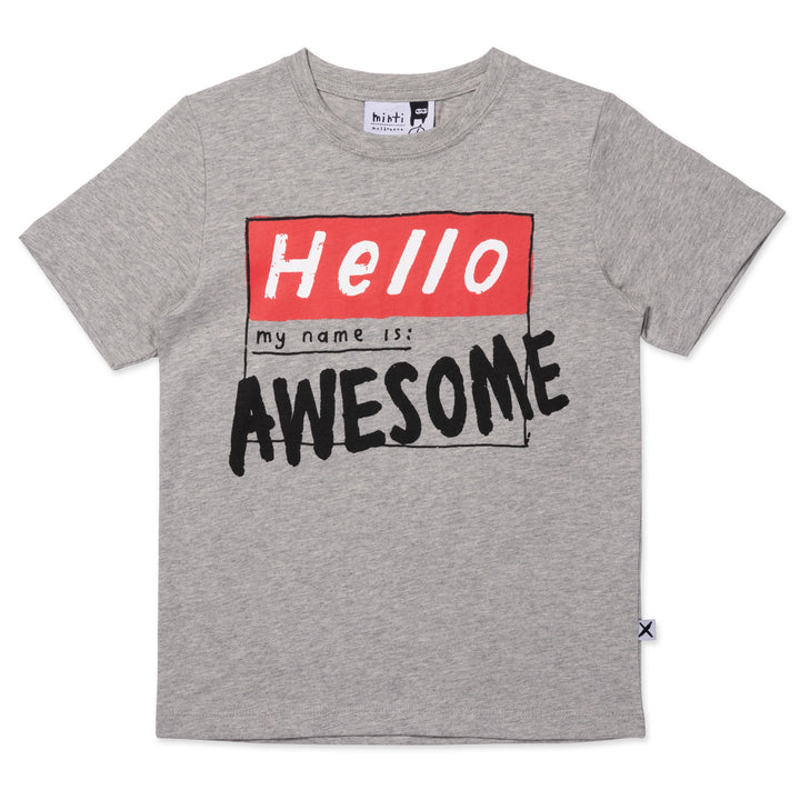 Minti My Name Is Awesome Tee - Grey Marle