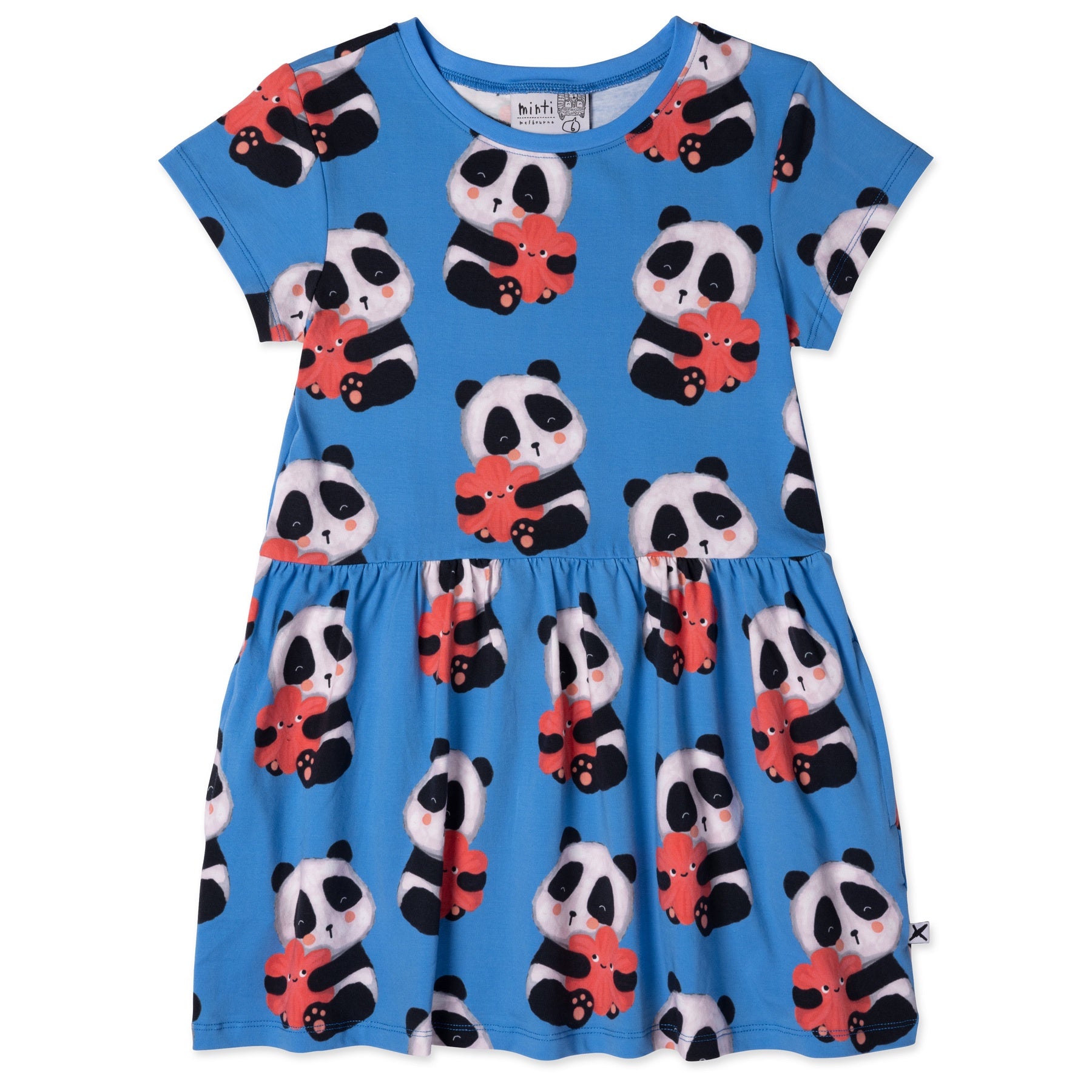 Minti Panda Hug Dress - Bright Blue