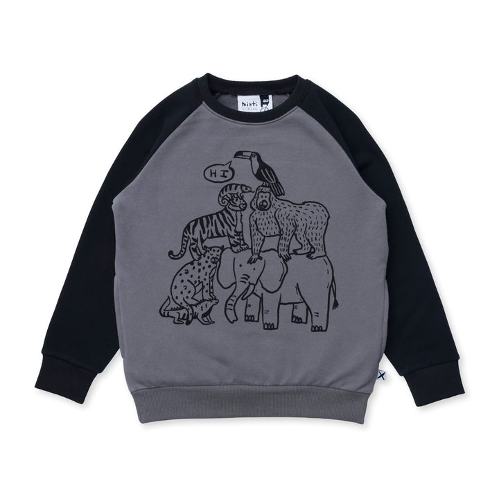 Minti Animal Pile Up Furry Crew - Dark Grey/Black