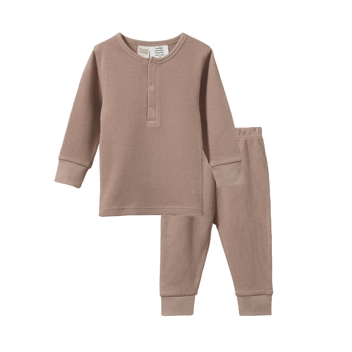 Nature Baby 2Pc Long Sleeve Waffle Pyjamas - Sparrow