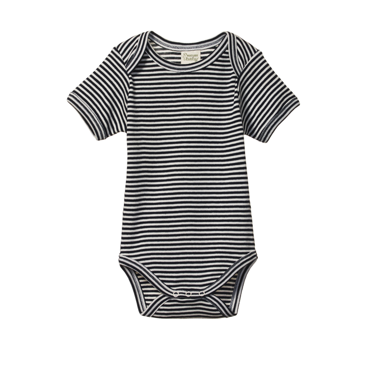 Nature Baby Short Sleeve Bodysuit - Navy Stripe