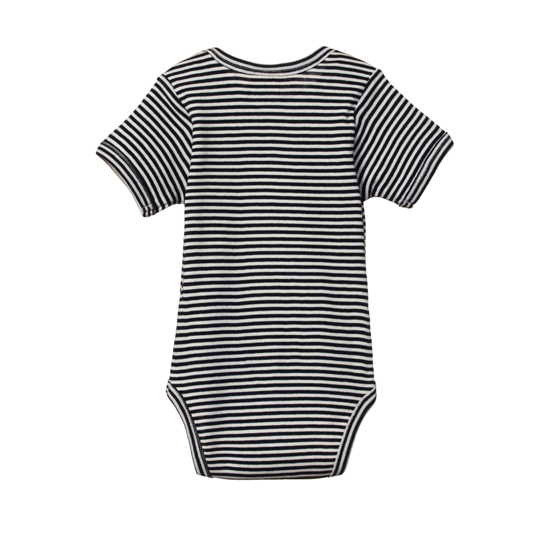 Nature Baby Short Sleeve Bodysuit - Navy Stripe