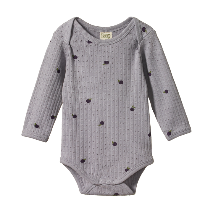 Nature Baby Long Sleeve Bodysuit Pointelle - Petite Plum Print