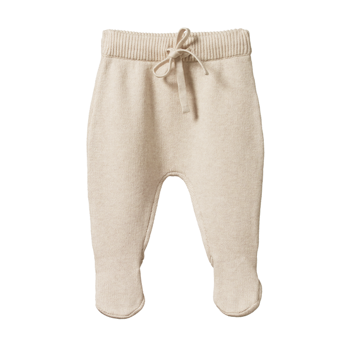 Nature Baby Cotton Knit Footed Romper - Oatmeal Marl