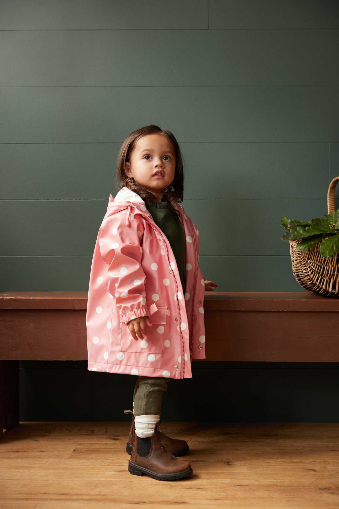 Nature Baby Raincoat - Rose Polka Dot Print